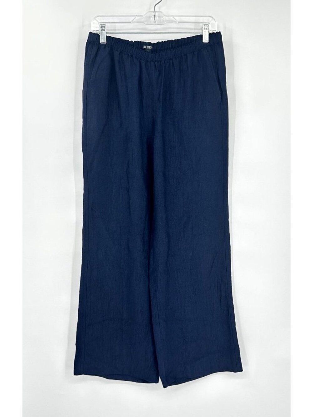 J CREW Stratus pant textured satin Navy blue SMALL wide leg tailored preppy - Picture 5 of 12